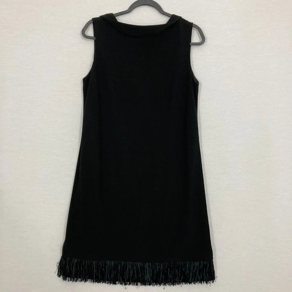 Joseph Ribkoff Black Cowl Neck Sleeveless Fringe Evening Dress size 10 - Picture 1 of 11